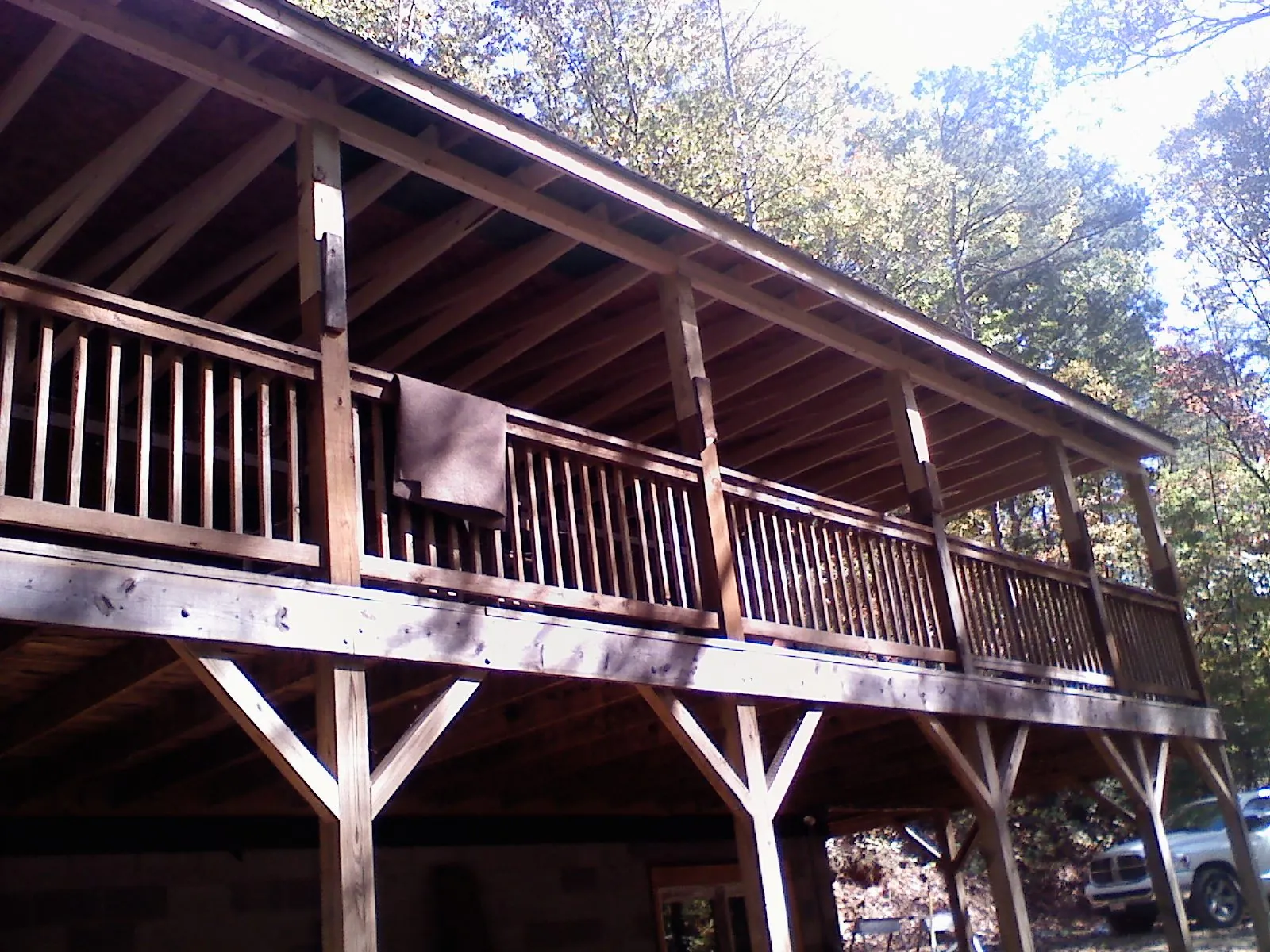 Timber framing under a new elevated porch and deck — Roof Leak Repair in Rumson by Roofing Brothers